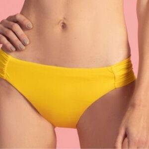 Trina Turk SZ 8 Studio Solids Shirred Tab Side‎ Bikini Bottoms SUNSHINE yellow